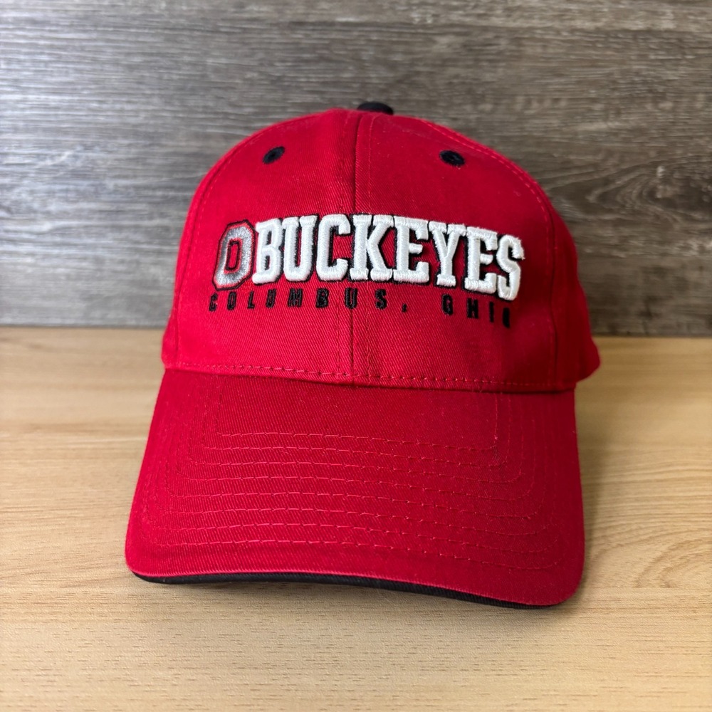 Ohio State Buckeyes Hat Cap Strap Back Red White NCAA Football Mens